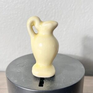 Vintage Mini Yellow Ceramic Pitcher Figurine Dollhouse Decor Mid Century 2.25"H